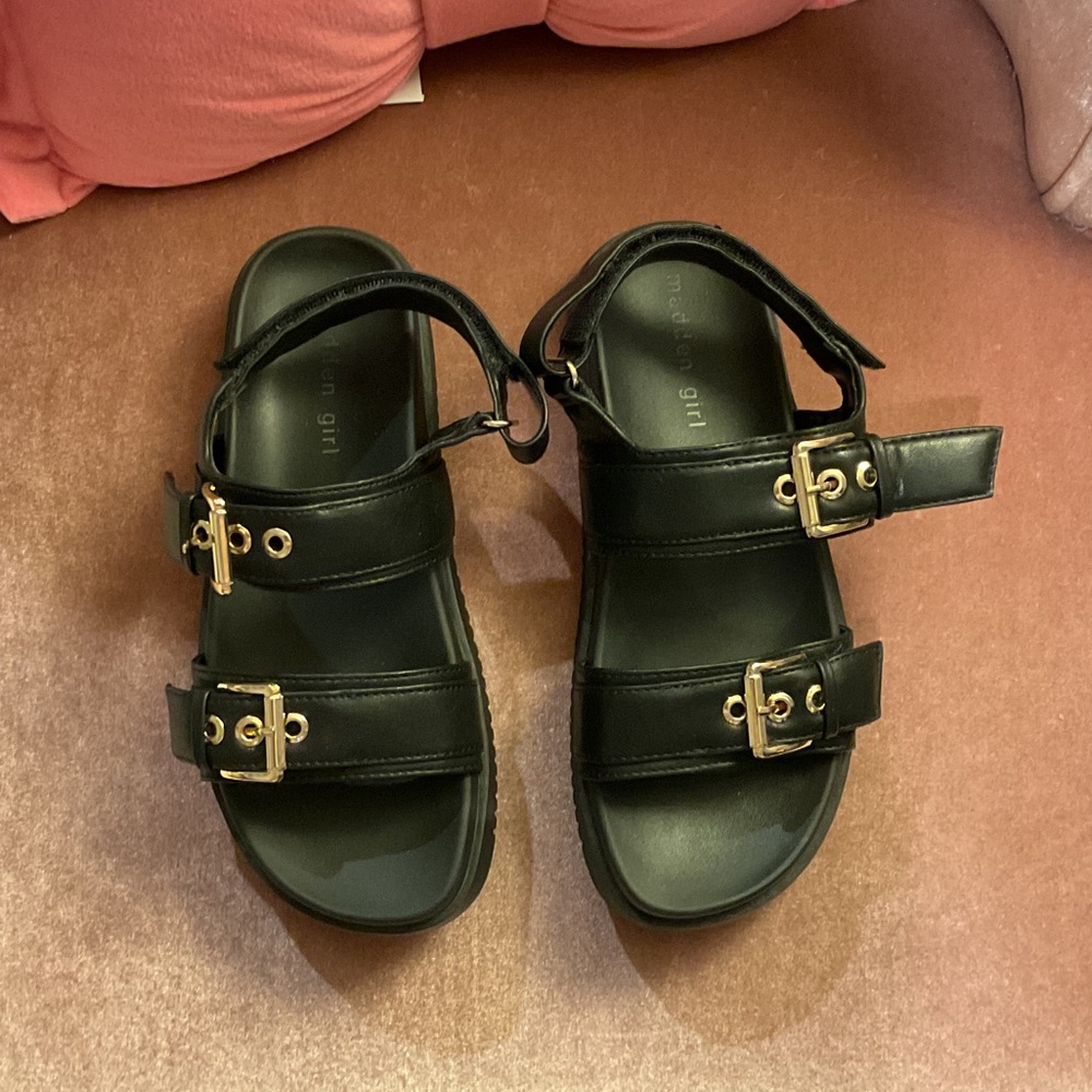 H&M Black Leather-Look Buckle Sandals